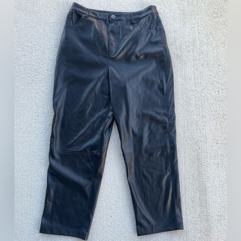 Ted Baker London Faux Leather Pants Womens Size 3 US 8 Black Cropped